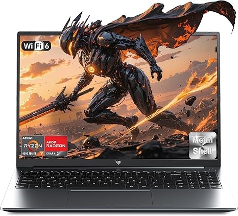 2025 New Gaming Laptop, Laptop with AMD Ryzen 7 7735HS (8C/16T, Up to 4.75GHz), 16GB DDR5 512GB NVMe SSD Laptop Computer, Up to 4TB, 16-inch FHD Display, WiFi 6, Backlit KB, Type-C, Dual Fans